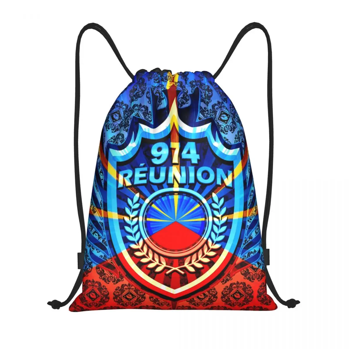 Custom 974 Reunion Drawstring Backpack Bags Women Men Lightweight Maveli Coat Of Arms Gym Sports Sackpack Sacks for Yoga