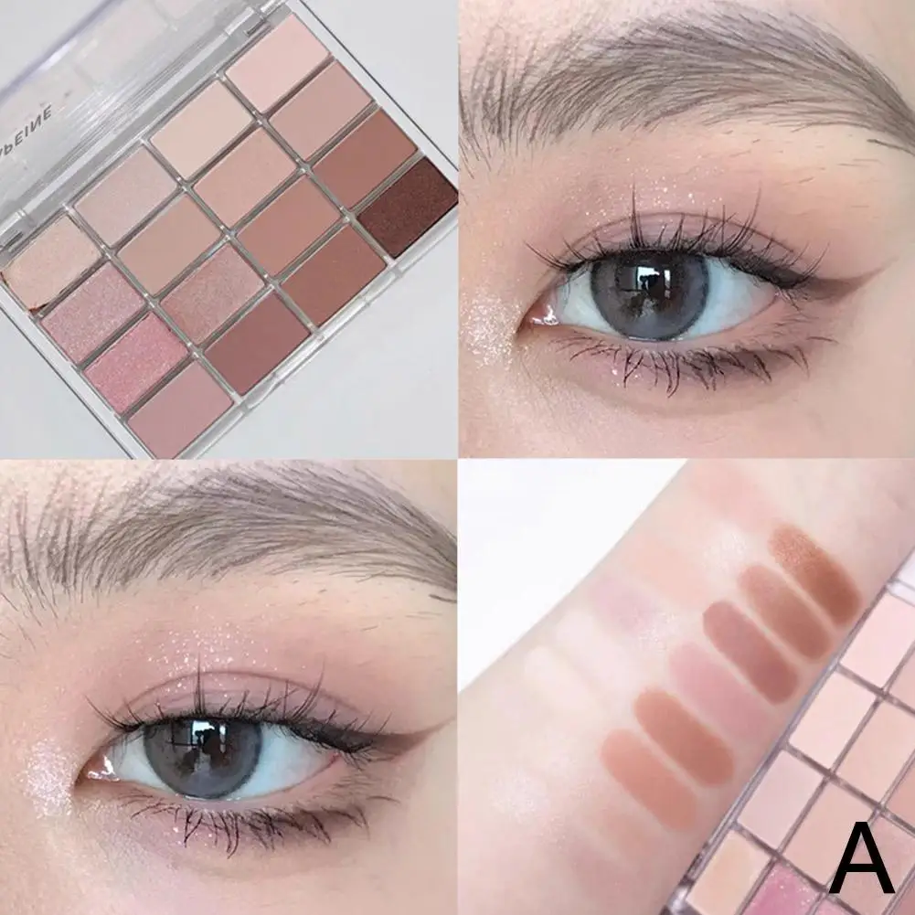 Paleta de sombra de ojos coreana, 16 colores, mate, Rosa nacarado, larga duración, brillo, baja sombra de maquillaje, saturación marrón Pa P7O9