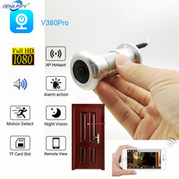 1080P Cloud Storage TF Card WIFI Audio Door Eye Hole Home Wide Angle Lens Network Mini Peephole Wifi Door IP Camera P2P V380 Pro