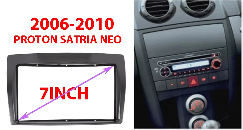 

2 DIN Car Radio Fascia for PROTON Satria Neo 2006+ DVD Stereo Frame Plate Adapter Mounting Dash Installation Bezel Trim