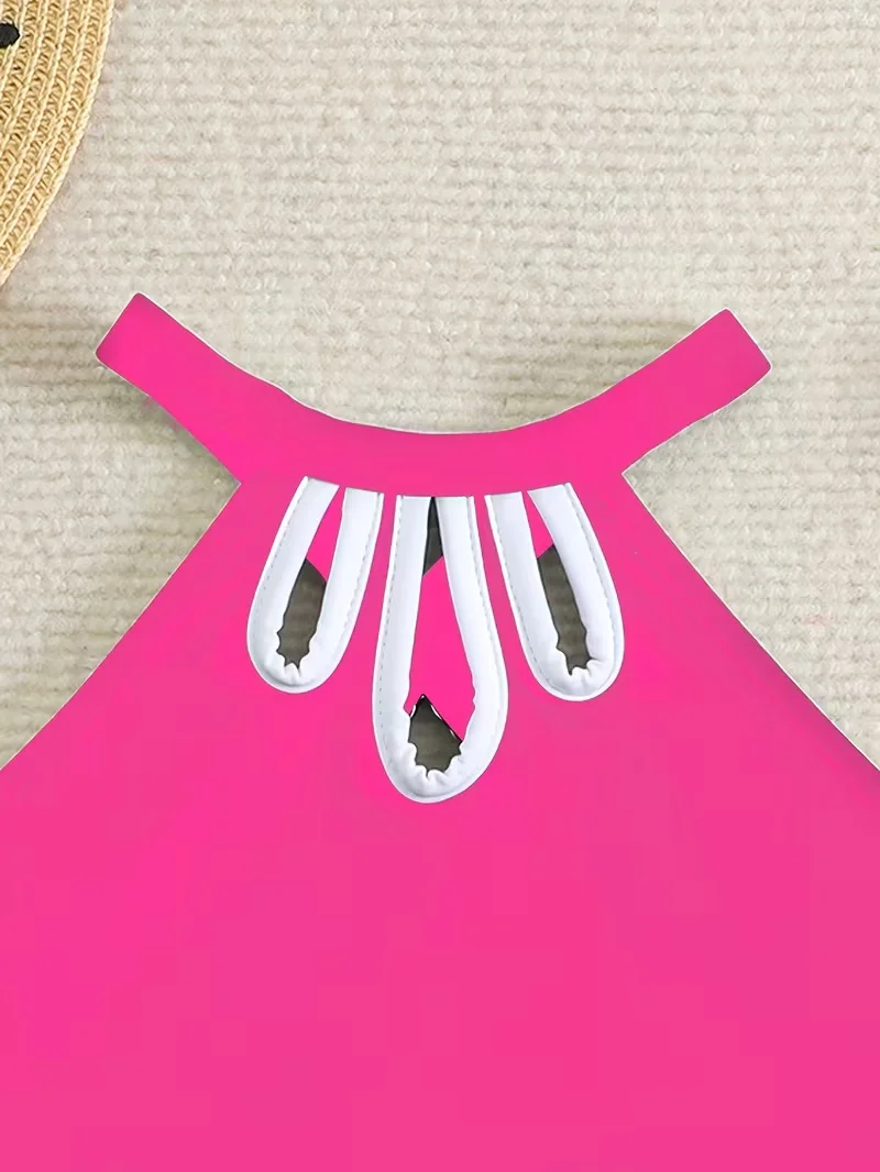 Süßer, einfarbiger Badeanzug für junge Mädchen, Sommer-Strandkleidung, 2-teiliger Tankini-Badeanzug für Mädchen im Alter von 8-12 Jahren – Detail 10