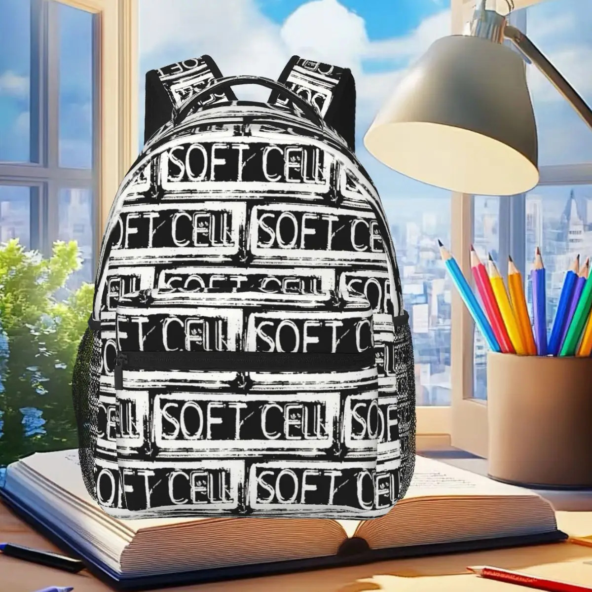 Soft Cell Band Writing Backpack Student Boys Girls BookBag Children School Bag Computer Shoulder Bags for Men Women
