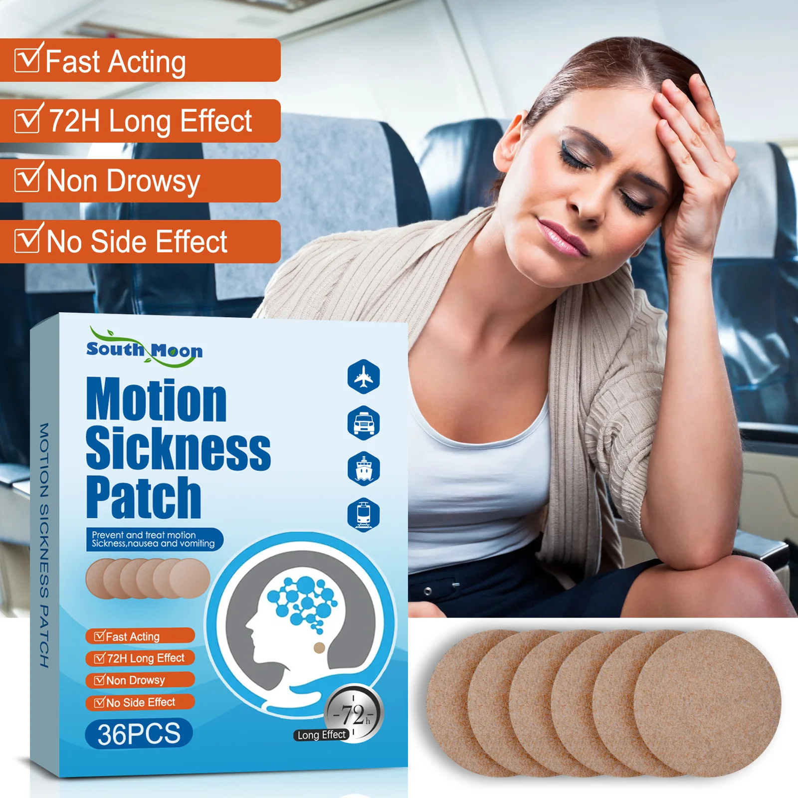 36 PCS Motion Sickness Patches Bands Relief of Nausea Carsick and Vertigo in Adults and Kids from Travel