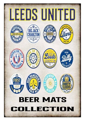 علامات معدنية LEEDS BEER MATS Collection 2 حانة كرة القدم سقيفة ريترو عتيقة #1
