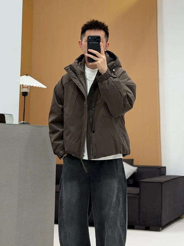 

High Quali Hooded down Jaet Men's 2025 New Winter Commute Thi Warm Outerwear ort Sle Top Casual Faion Polyester F...