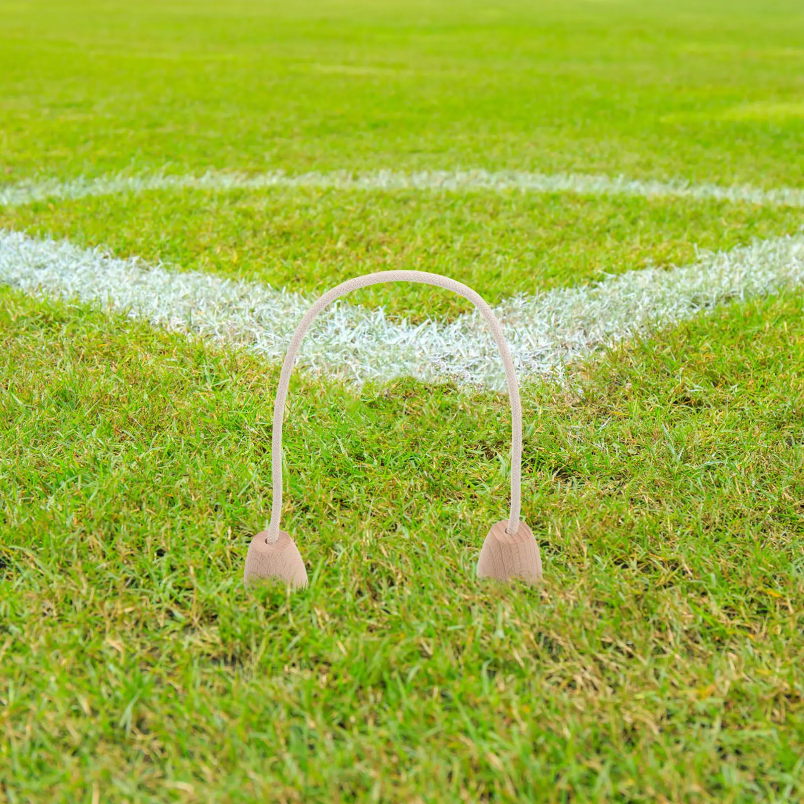 Croquet Set Lawn - 5個入り屋外クロケットウィケット、木製ベース付きコットンロープ、家族向け芝生ゲームセット、裏庭公園レクリエーション、防風、簡単設置