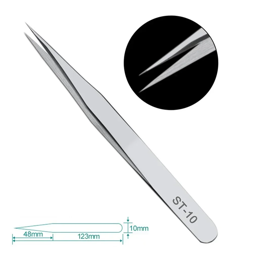 1pc Precision Stainless Steel Tweezers Anti-static Silver Electronic Phone Repair T-10/ST-11/ST-17/ST-15 Tweezers Handle Tool