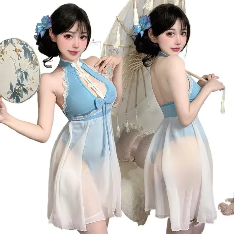

Traditional Chinese Dress Qipao Bodysuit Hollow Out Cheongsam Anime Cosplay Costume Sexy Chinese Style Nightclub Bar Uniform Hot