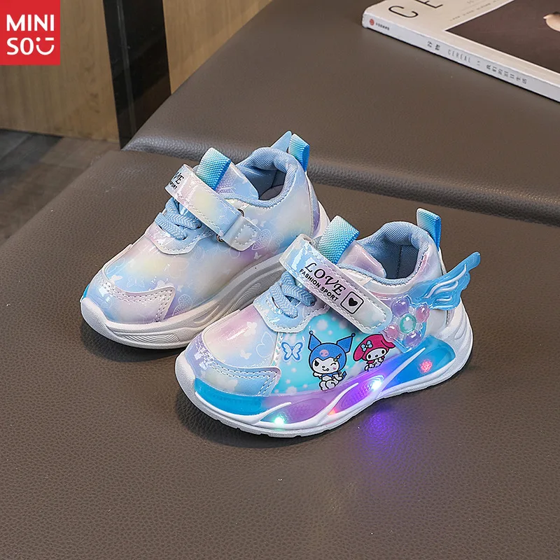 أحذية رياضية كارتونية للأطفال من Miniso 2025، أحذية جلدية مقاومة للماء شبكية قابلة للتنفس مع نعل ناعم من الفيلكرو #1