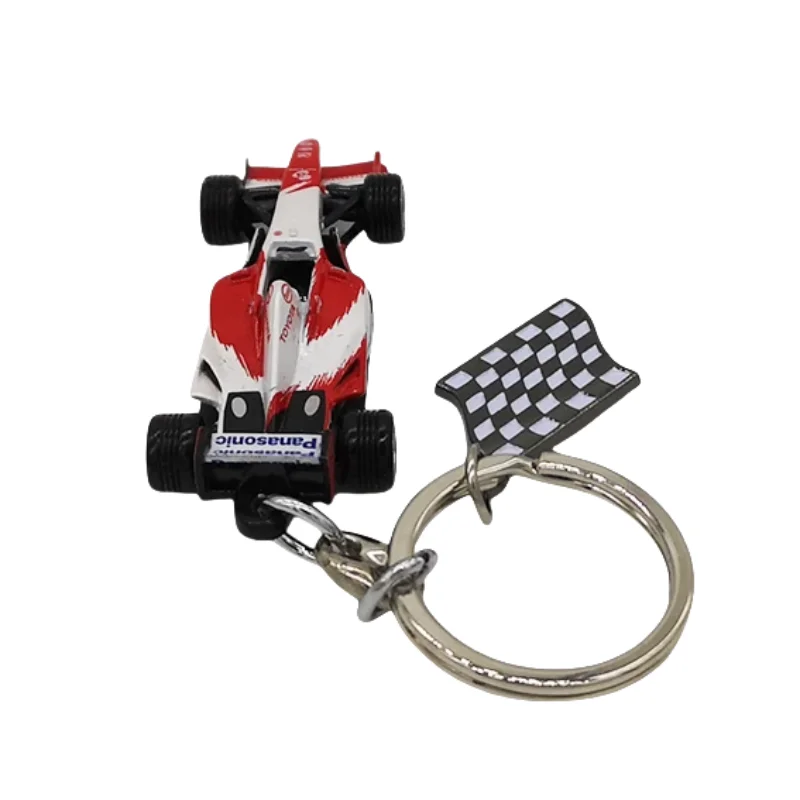 F1 China 20th anniversary race car model key ring Leather race bag hanging alloy key chain gift decorative pendant for friends.