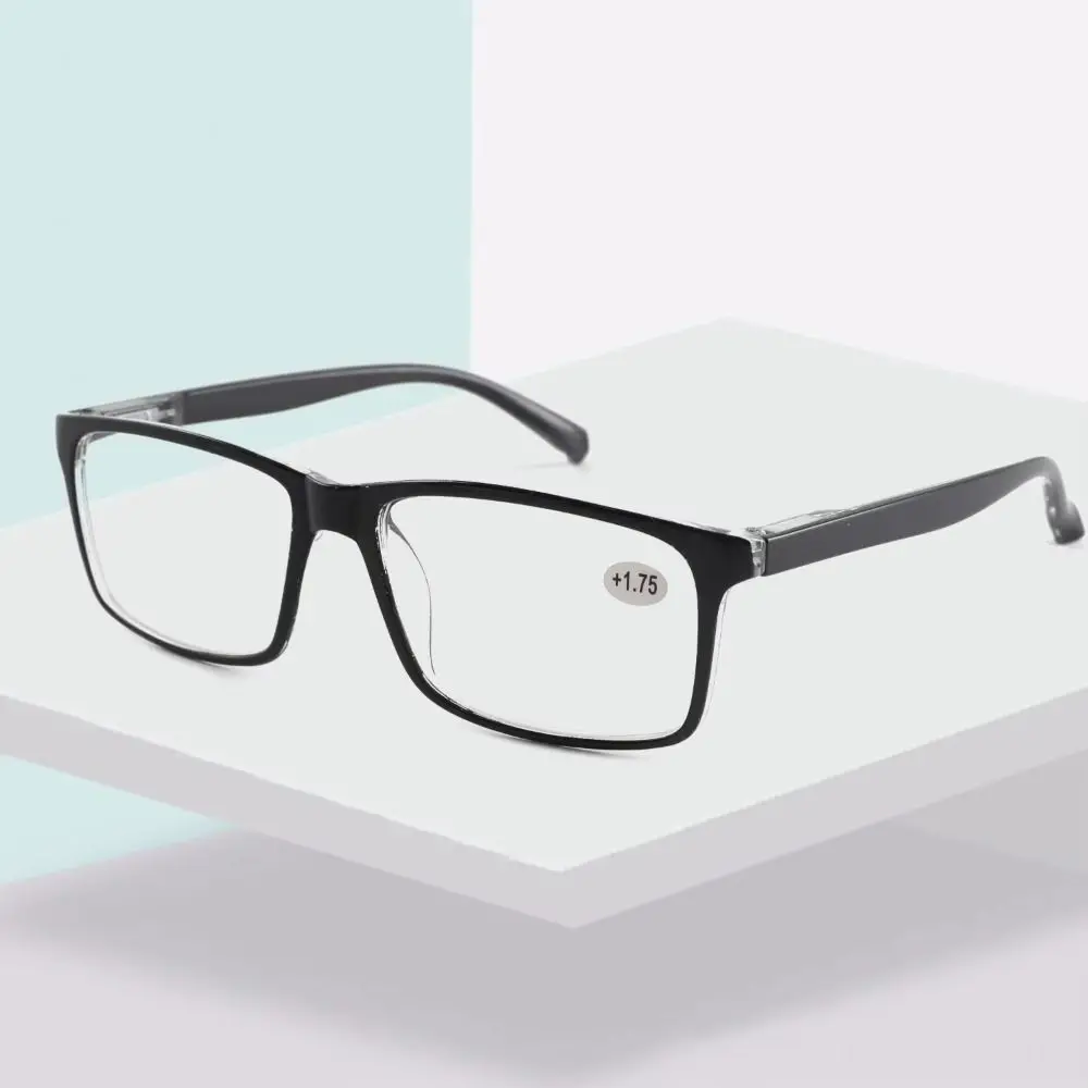 

PC Reading Glasses Black Blue Square Frame Anti Blue Light Eyeglasses Decorative Glasses Plain Glass Spectacles Men and Women