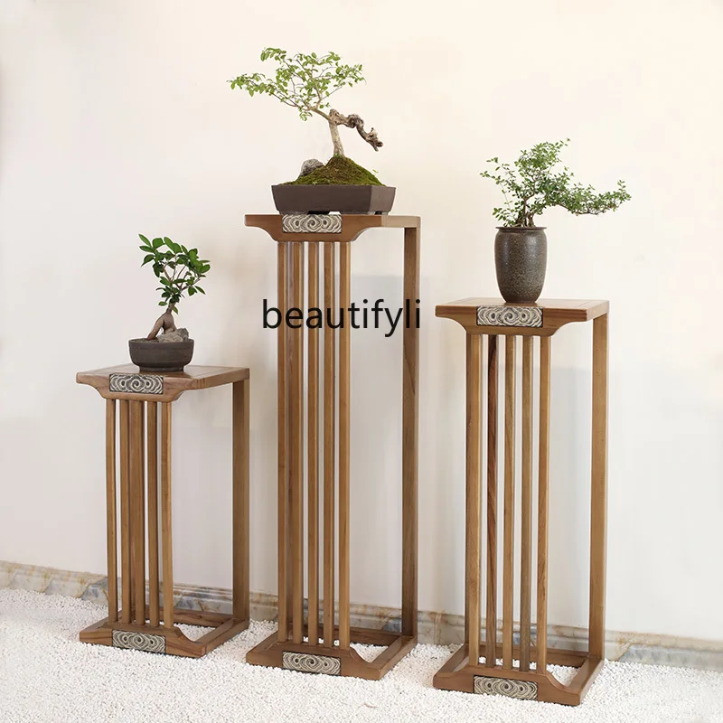 

yj New Chinese High-End Solid Wood Flower Stand Living Room Entrance Flowerpot Fish Tank Decoration Base Display Stand