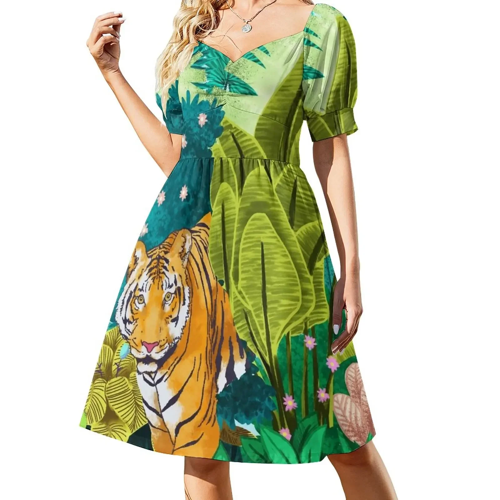 

Jungle Tiger Short-Sleeved Dress birthday dress for women luxury 2025 prom dresses 2025 sensual sexy dress for women