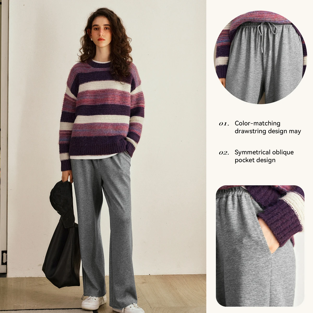 OLrain American High Waist Casual Pants Women 2025 Autumn New Lazy Casual Loose Straight Leg Pants Woman Trouser N56QK93666