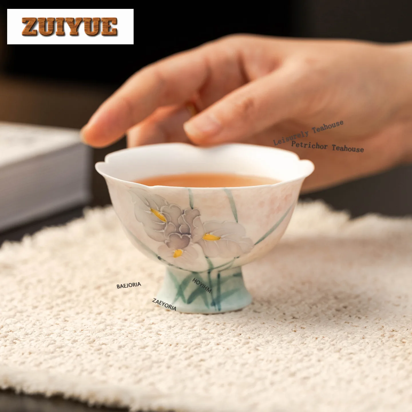 60ml Hand-painted Iris Teacup Antique Tea Bowl Tea Pair Tea-tasting Personal Cup Jianzhan Master Cups Teaware Accessories Craft