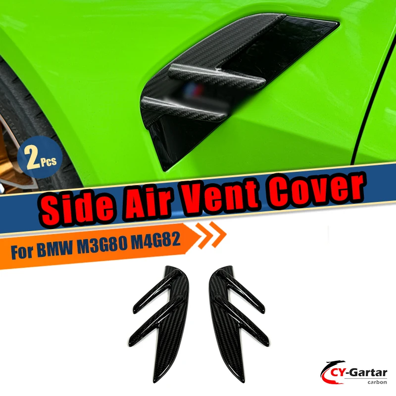 

For BMW M3 M4 G80 G82 2021+ OEM Style Dry Carbon Fiber Car Side Fender Splitters Trim Engine Hood Fins Body Kits Car Accessories