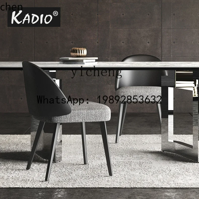 W5.9  light luxury dining chair microfiber leather cotton and linen fabric modern household solid wood dining table and chairs