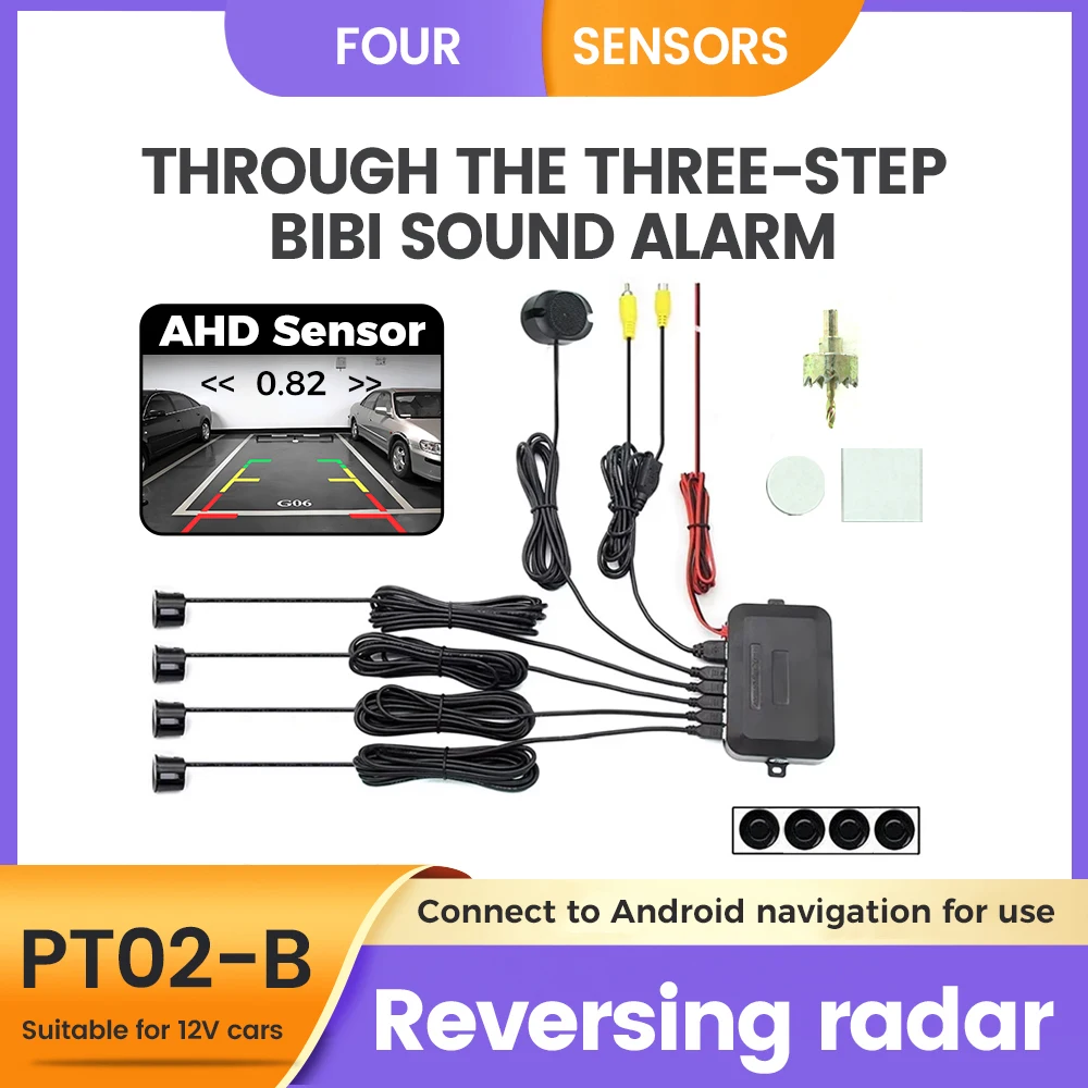 

Car Parking Sensor Assistant Parktronics 4 Sensors Reverse Radar View Rear Camera Sound Buzzer Alarm Sound For Android Car Radio