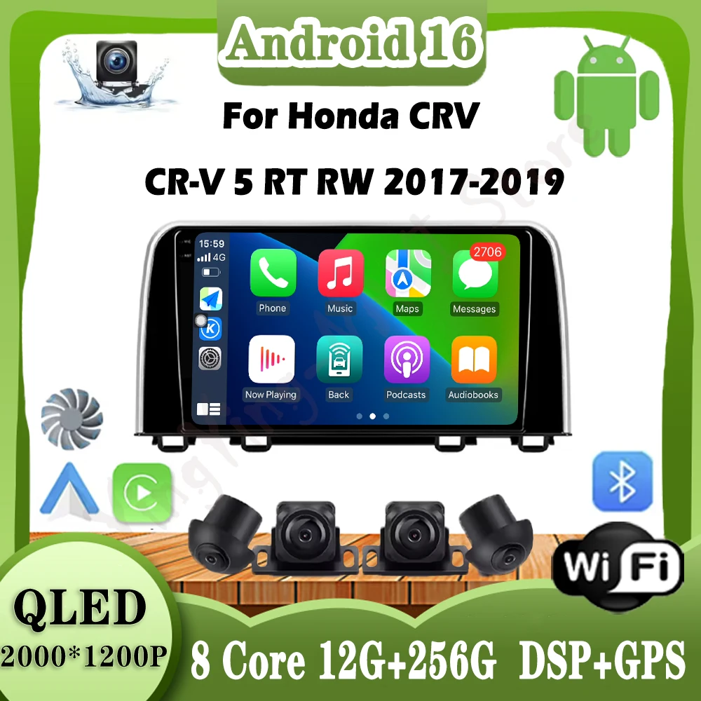 

Android Auto For Honda CRV CR-V 5 RT RW 2017-2019 Car Radio Video Multimedia Player Carplay GPS Navigation BT DSP Stereo