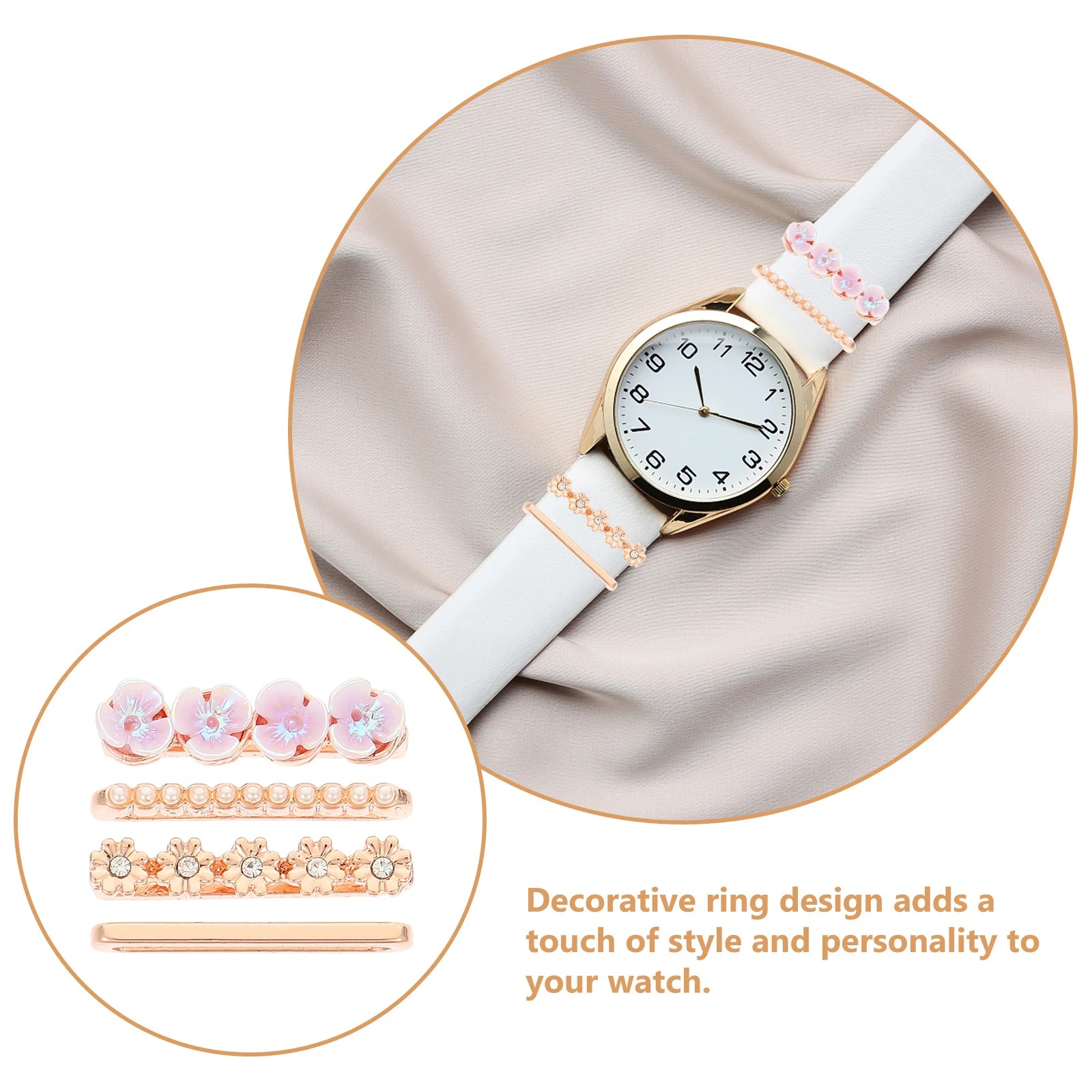 

1Set Silicone Watch Band Watchband Ring Charm Tiny Watch Decoration Stylish Design Fits Securely Not Easy to Come Off