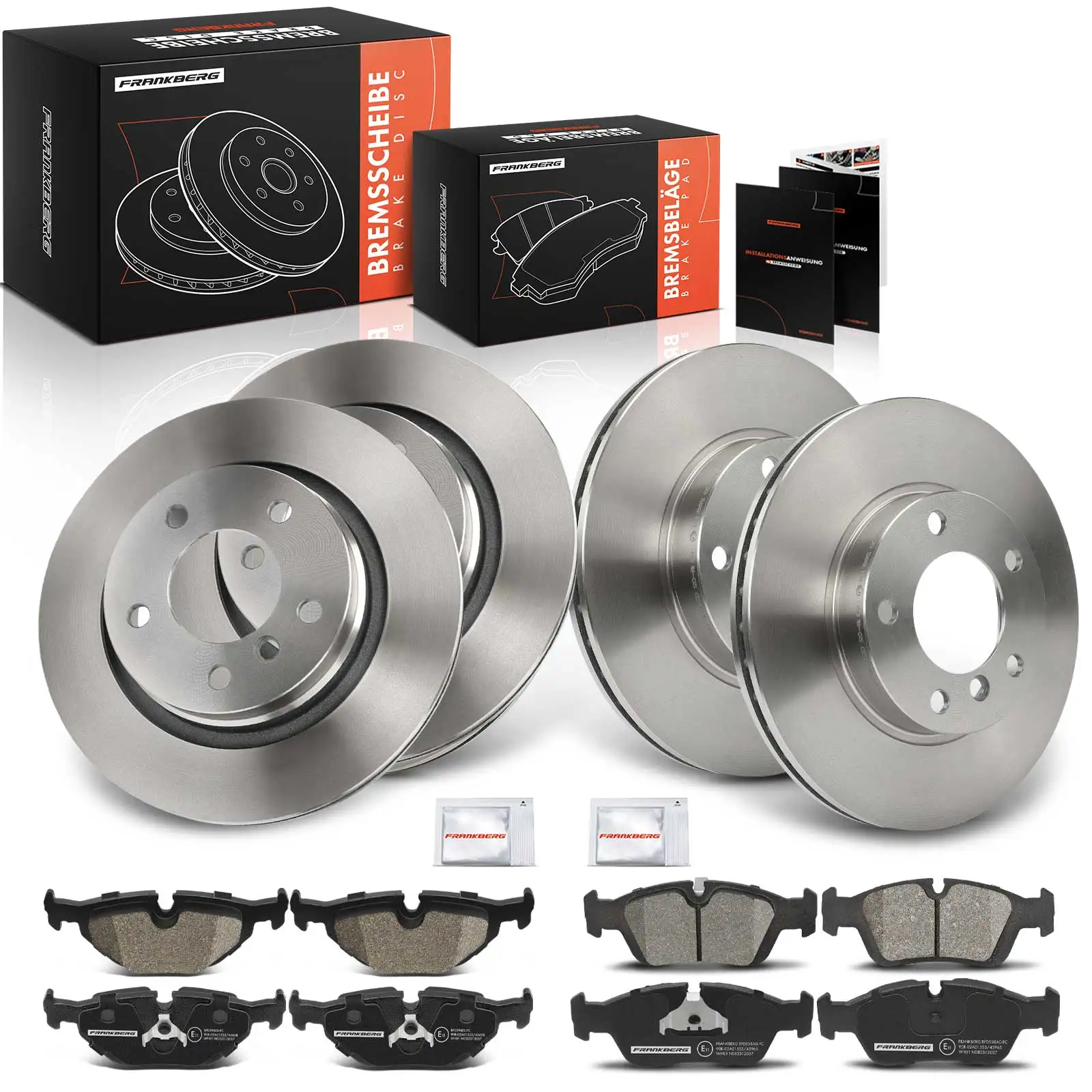 Frankberg 4x Remschijven 8x Remblokken Vooras Achteras voor MINI Mini R50 R53 Mini Cabriolet R52 1.6L 1.4L 34316786873