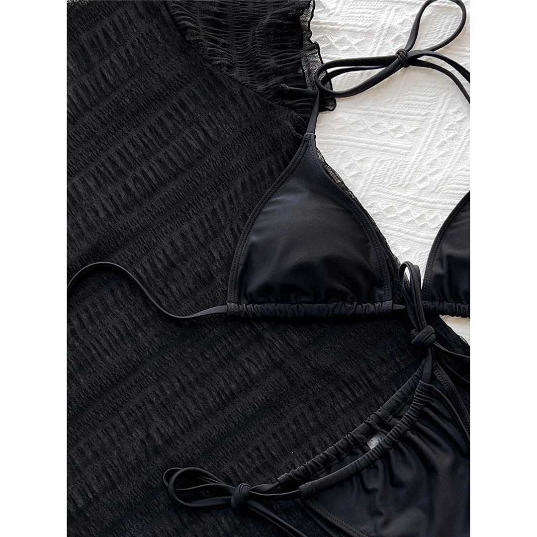 3-teiliges Set mit Strandkleid, Neckholder-Bikini, Damen-Badebekleidung, dreiteiliger Bikini, Badeanzug, Badebekleidung für Damen, V3491 – Detail 16