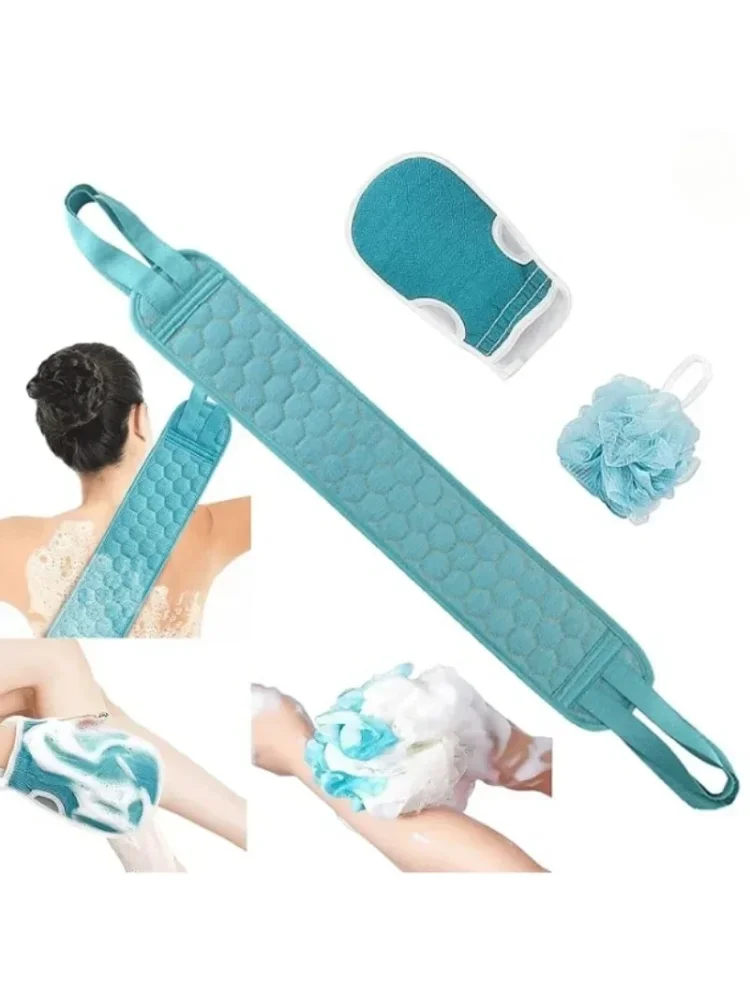 3pcs/set Bath Exfoliating Set Bath Towel Gloves Bath Flower Household Removal Combo Set Body Scrubber Bathing Accessories