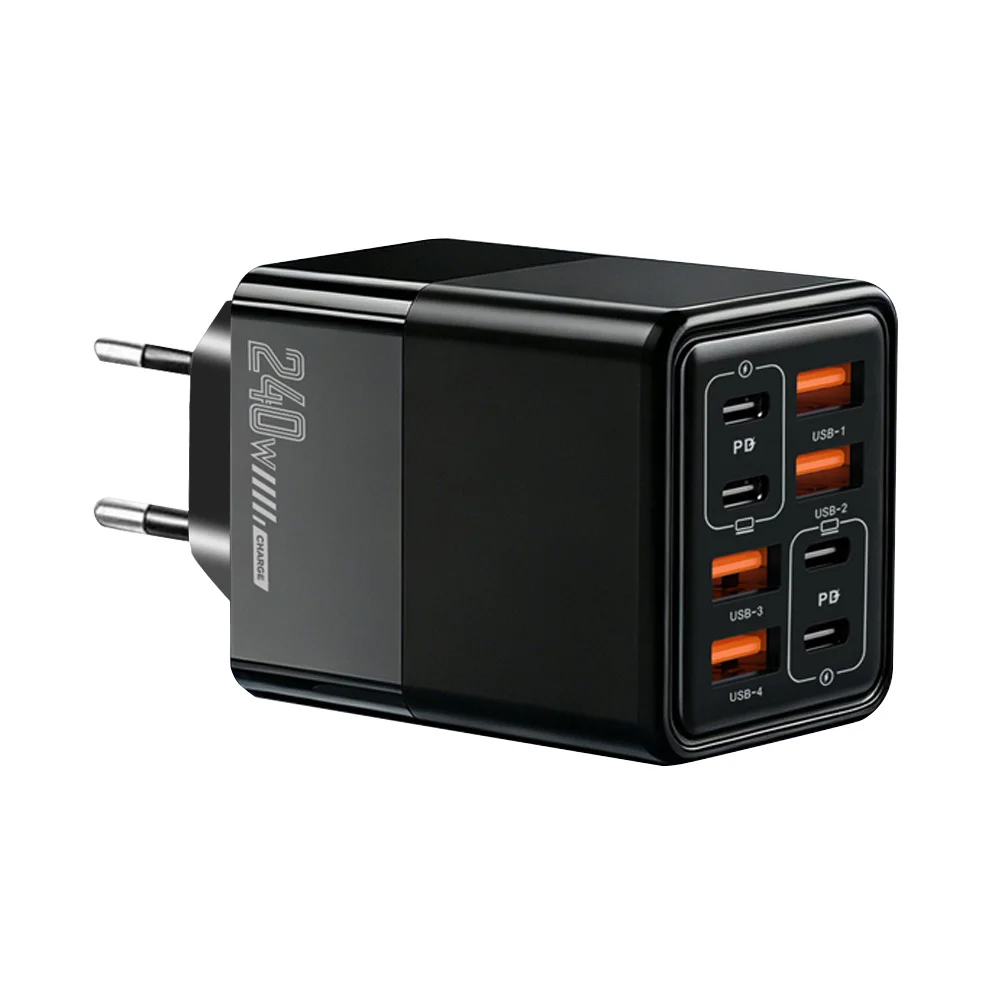 240W 8-in-1 USB-C oplader, snellader, telefoonoplader, voedingsadapter voor iPhone, Samsung, Xiaomi, Huawei, EU/VS/VK stekker, wandlader