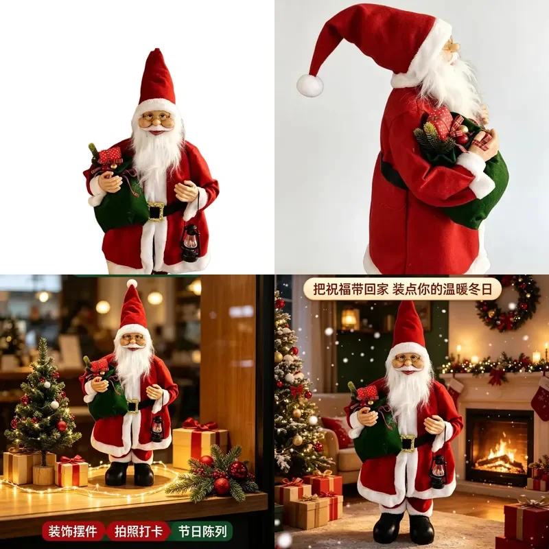 for Cartoon Fabric Plush Standing Santa Claus Doll Creative Christmas Decoration Ornament