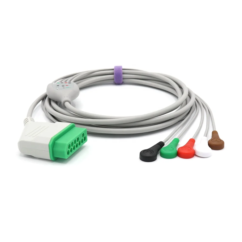 BSM-2300 5-Lead ECG Cable AHA Snap