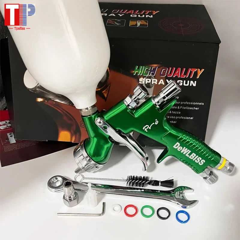 Tpaitlss Spray Gun Painting Gun 1.3mm/1.8mm Nozzle Glod With Mixing Cup Water Based Air Spray Gun Airbrush