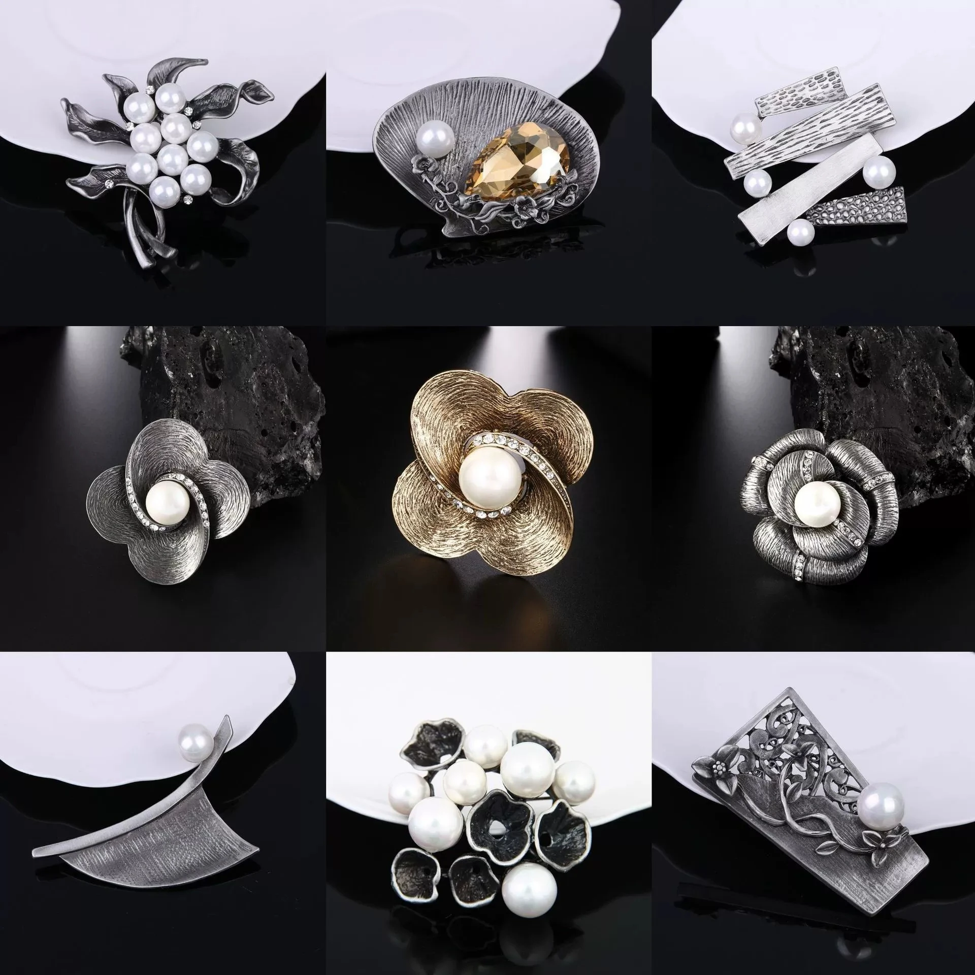 Hot brooch, high-end and light luxury clothing accessories, brooch jewelry, pearl brooch, enamel pressed collar
