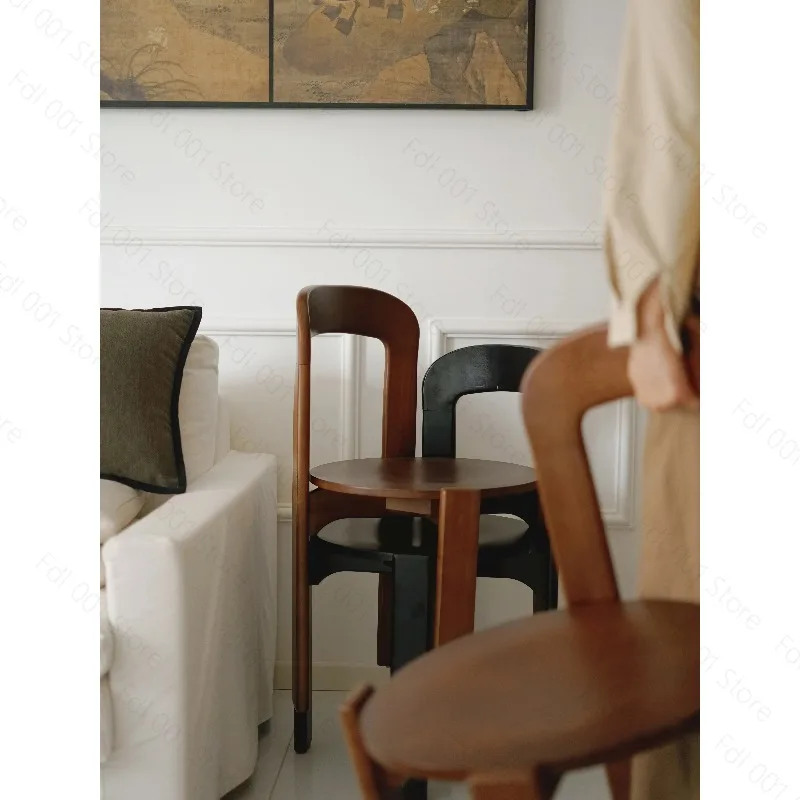 French Retro Dining Chair Design Master's Makeup Backrest Living Room Chair Minimalist Coffee Vintage Solid Wood Chair Furniture