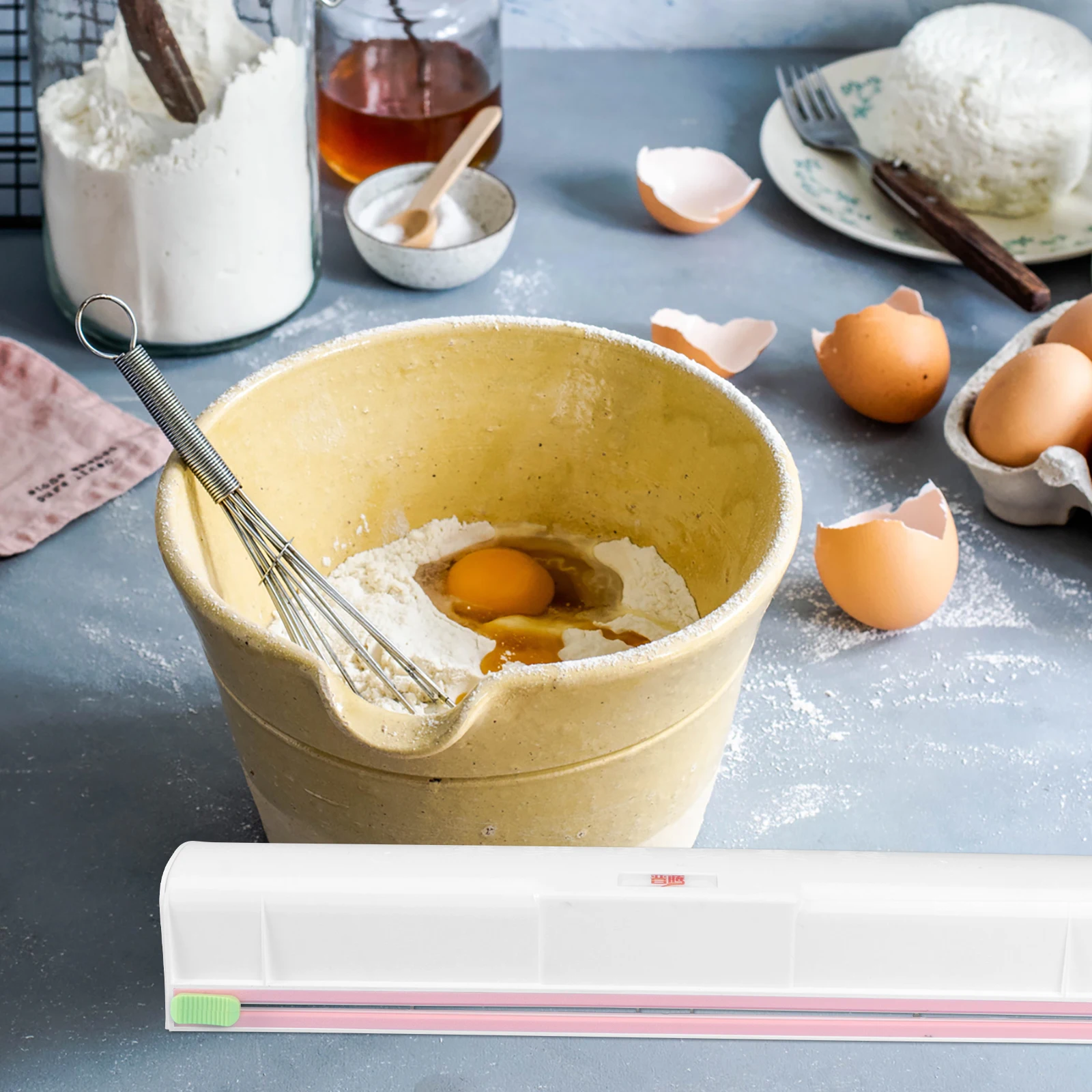

Plastic Wrap Cutting Box Cling Film Dispenser Storage Holder Kitchen Foil Cutter Household
