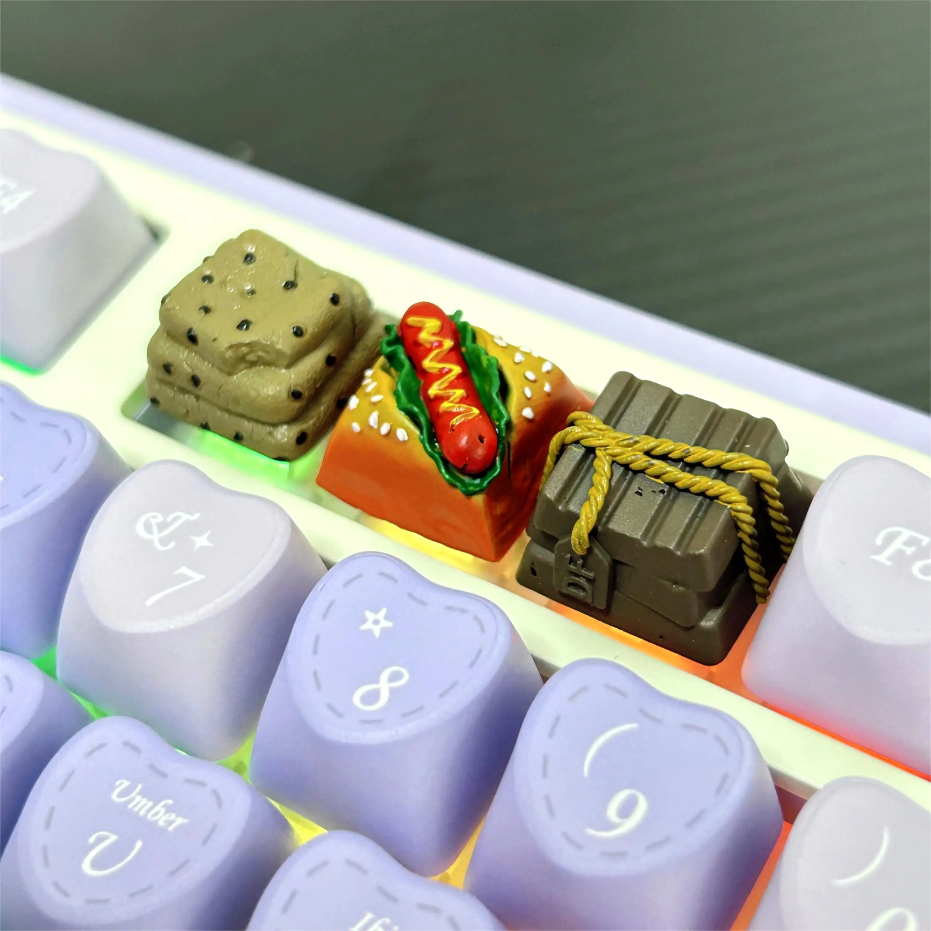 1 Piece Personalized Resin Food Theme Keycap Creative Hamburger Hot Dog Chocolate Customized Mechanical Keyboard Keycaps