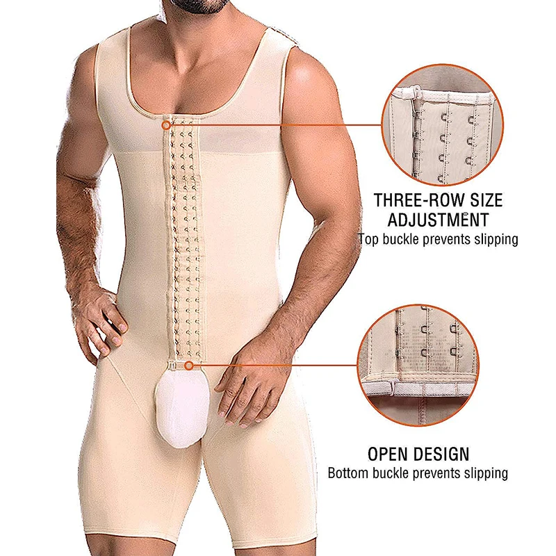 Body adelgazante para hombres, Control de barriga, moldeador de cuerpo completo, compresa de Abdomen, ropa interior transpirable para perder peso, talla grande