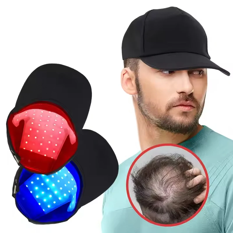 

USB перезаряжаемая бейсболка 660 нм 850 нм синего и красного света, светодиодная инфракрасная терапевтическая шапка для роста волос для выпадения волос