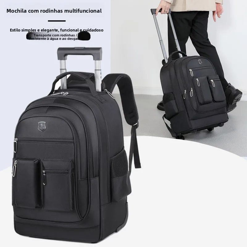 men's-multi-functional-travel-backpack-with-pull-rod-short-trip-luggage-bag-storage-2025-new-style-business-trip-bag