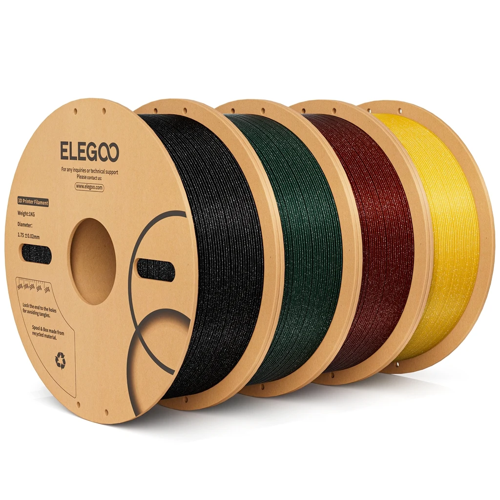 ELEGOO Sparkle PLA Filament 1,75mm, Glitzerndes 3D-Drucker-Filament, Maßgenauigkeit +/- 0,02mm, Sparkle Schwarz, Gold