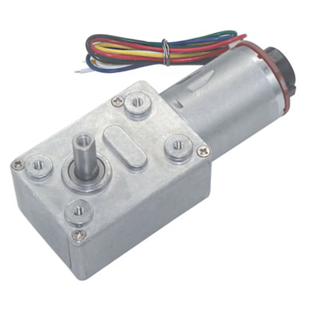 JGY370 Turbo Worm Gear Motor Encoder DC 6V 12V 24V Electric High Torque Self Locking Low Speed Reduction Gearbox Gear Motor