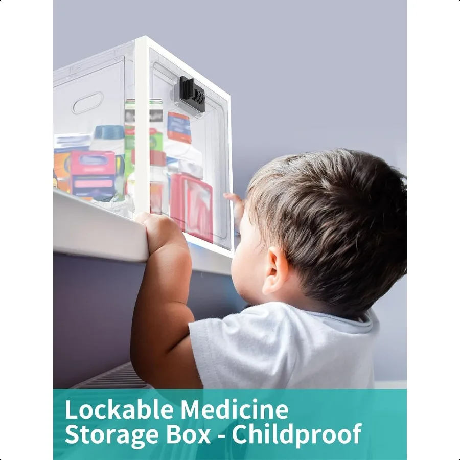 Grande cassetta di sicurezza per medicinali per farmaci sicuri, scatola di immagazzinaggio con serratura per frigorifero, snack, scatole di sicurezza per telefono alimentare con codice combinato