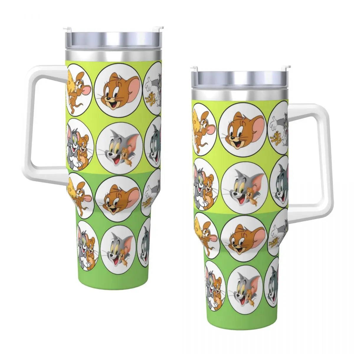 Tom And Jerry Head Collage Tumbler Hot Drinks Water Bottle Portable Stainless Steel Thermal Cups Design Travel Mugs Cup