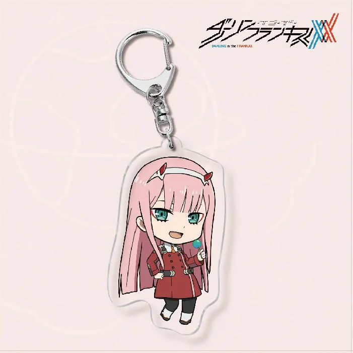 02 Zero Two Anime Figures Keychain Darling In The Franxx Acrylic key Chain for Car Bag Keys Original Keychains Friends Cute Gift