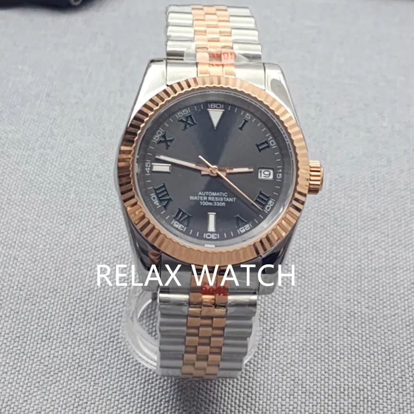 36mm 39mm Sapphire Glass Log Style Stainless Steel Watch Japanese Nh35 Automatic Mechanical Movement