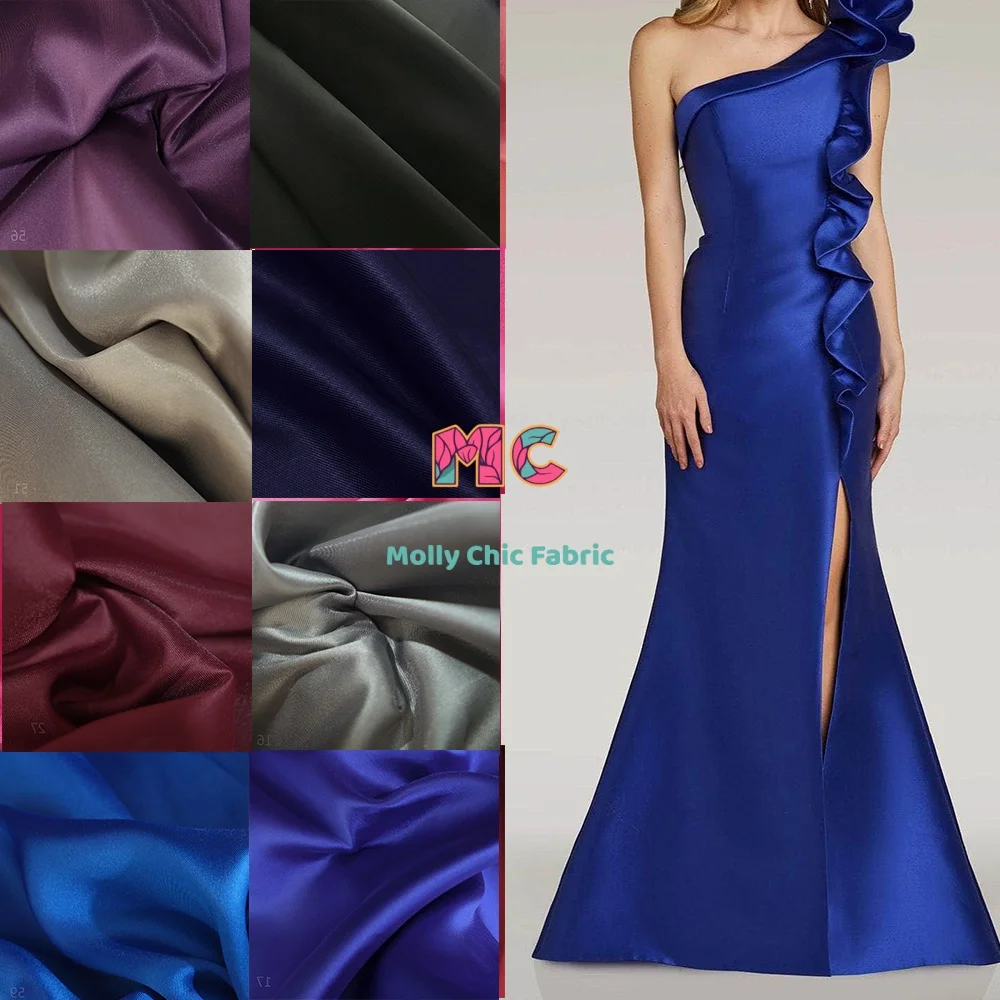 

New twill satin micro stiff Mikado fabric design wedding dresses evening gowns fashionable women's dresses fabrics for dressing