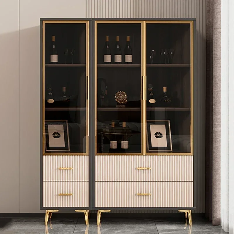 Showcase Glass Wine Cabinets Rack Cellar Storage Liquor Bar Wine Cabinet Living Room Shelf Vitrinas De Vidrio Bar Furniture