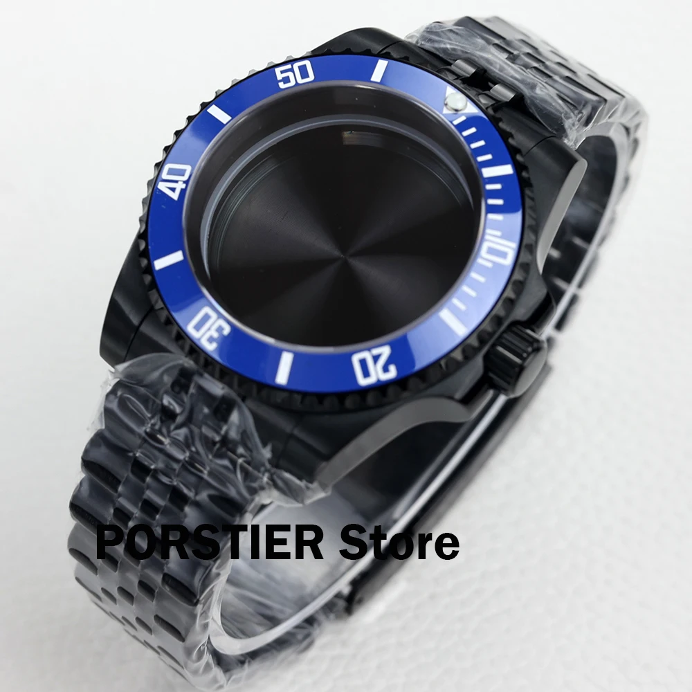High Quality 40mm NH35 watch Case Black Pvd Jubilee Strap Stainless steel Bracelet for NH35 NH36 movement Sub GMT Yacht cases