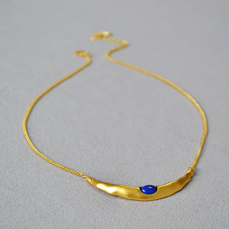 

Lapis lazuli hook moon personality gorgeous necklace for women fashion clavicle chain