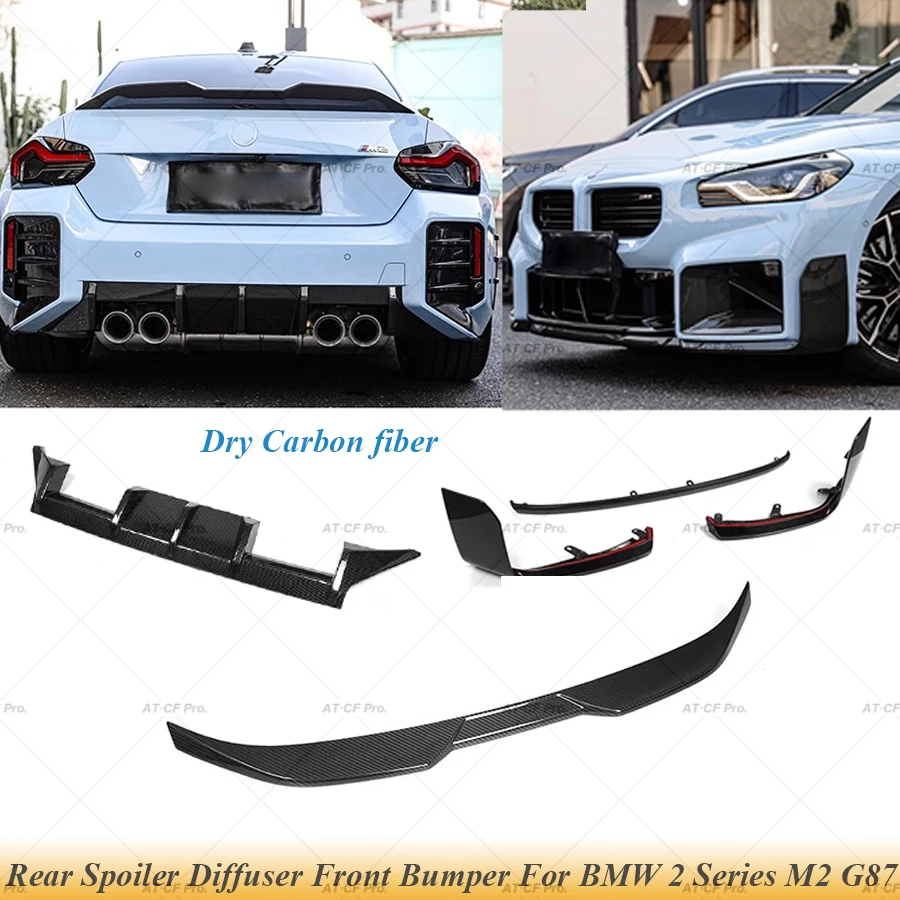 High Quality Real Dry Carbon Fiber Rear Wing Trunk Lip Spoiler Rear Bumper Diffuser Front Lip For BMW 2 Series G87 M2 2022 up