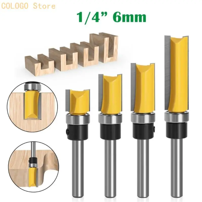 1/4inch Shank Trim Cutter Set with Integrated Guides for Template Following D0LD
